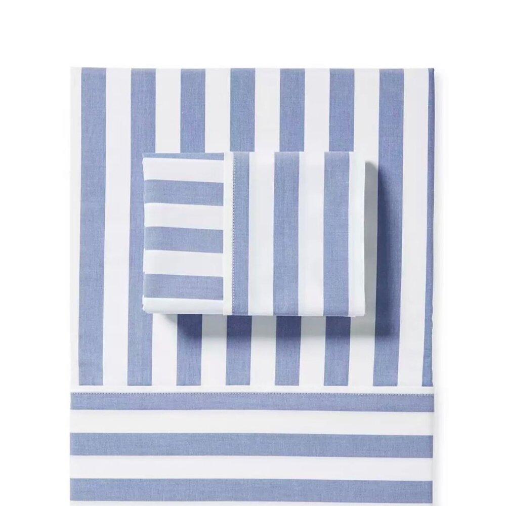 Serena and Lily Queen Size Beach Club Stripe Percale Sheet Set